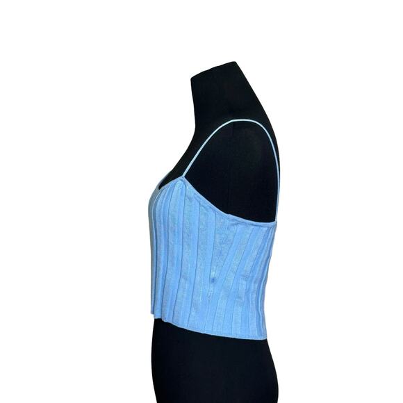 Fashion Nova blue ribbed knit crop fitted tank top Size small - Picture 8 of 8